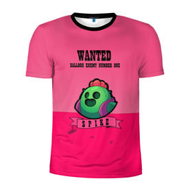 Мужская футболка 3D спортивная с принтом WANTED Spike в Кировске, 100% полиэстер с улучшенными характеристиками | приталенный силуэт, круглая горловина, широкие плечи, сужается к линии бедра | brawl | brawl stars | smash bros