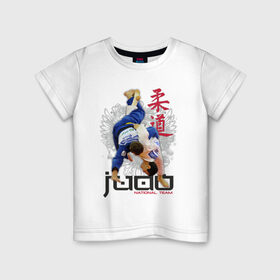 Детская футболка хлопок с принтом Judo в Кировске, 100% хлопок | круглый вырез горловины, полуприлегающий силуэт, длина до линии бедер | борьба | единоборства | спорт