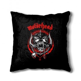 Подушка 3D с принтом Motorhead в Кировске, наволочка – 100% полиэстер, наполнитель – холлофайбер (легкий наполнитель, не вызывает аллергию). | состоит из подушки и наволочки. Наволочка на молнии, легко снимается для стирки | motorhead | группы | лемми килмистер | метал | музыка | рок | хард рок | хеви метал