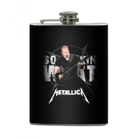 Фляга с принтом Metallica в Кировске, металлический корпус | емкость 0,22 л, размер 125 х 94 мм. Виниловая наклейка запечатывается полностью | 