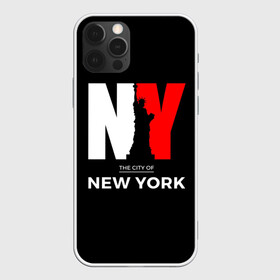 Чехол для iPhone 12 Pro с принтом New York City в Кировске, силикон | область печати: задняя сторона чехла, без боковых панелей | Тематика изображения на принте: america | city | large | liberty | new york | sculpture | statue | symbol | usa | америка | большие | буквы | город | графика | жизни | иллюстрация | искусство | мода | нью йорк | рисунок | свободы | силуэт | символ | скульптура | статуя