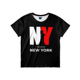 Детская футболка 3D с принтом New York City в Кировске, 100% гипоаллергенный полиэфир | прямой крой, круглый вырез горловины, длина до линии бедер, чуть спущенное плечо, ткань немного тянется | Тематика изображения на принте: america | city | large | liberty | new york | sculpture | statue | symbol | usa | америка | большие | буквы | город | графика | жизни | иллюстрация | искусство | мода | нью йорк | рисунок | свободы | силуэт | символ | скульптура | статуя