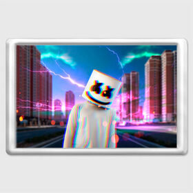 Магнит 45*70 с принтом Marshmello Glitch в Кировске, Пластик | Размер: 78*52 мм; Размер печати: 70*45 | christopher | comstock | dj | dotcom | fortnite | friends | glitch | marshmallow | marshmello | usa | глитч | диджей | друзья | зефир | комсток | крис | мармелад | маршмэллоу | молнии | музыка | продюсер | сша | фортнайт | хаус | электро