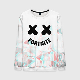 Мужской свитшот 3D с принтом FORTNITE x MARSHMELLO в Кировске, 100% полиэстер с мягким внутренним слоем | круглый вырез горловины, мягкая резинка на манжетах и поясе, свободная посадка по фигуре | 2019 | dj | fortnite | game | glitch | marshmello | usa | америка | глитч | игра | клубная музыка | маршмелло | музыка | музыкант | ф | фортнайт