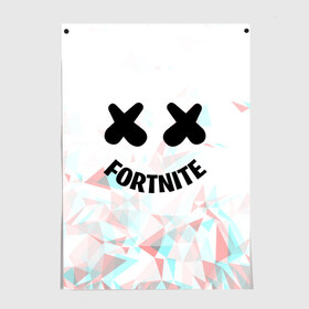 Постер с принтом FORTNITE x MARSHMELLO в Кировске, 100% бумага
 | бумага, плотность 150 мг. Матовая, но за счет высокого коэффициента гладкости имеет небольшой блеск и дает на свету блики, но в отличии от глянцевой бумаги не покрыта лаком | 2019 | dj | fortnite | game | glitch | marshmello | usa | америка | глитч | игра | клубная музыка | маршмелло | музыка | музыкант | ф | фортнайт