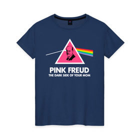 Женская футболка хлопок с принтом Pink Freud в Кировске, 100% хлопок | прямой крой, круглый вырез горловины, длина до линии бедер, слегка спущенное плечо | Тематика изображения на принте: pink freud | sigmund freud | зигмунд фрейд | фрейд