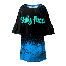 Детское платье 3D с принтом Sally Face (19) в Кировске, 100% полиэстер | прямой силуэт, чуть расширенный к низу. Круглая горловина, на рукавах — воланы | face | fisher | larry johnson | mask | sally | sally face | sally fisher | демоны | духи | маска | призраки | салли | салли фейс | салли фишер | фейс
