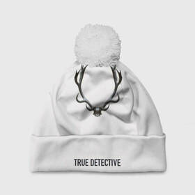 Шапка 3D c помпоном с принтом True Detective в Кировске, 100% полиэстер | универсальный размер, печать по всей поверхности изделия | carcosa | true detective | каркоса | криминал | мистика | настоящий детектив | раст коул | религия | ритуал | рога | символ | эзотерика