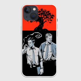 Чехол для iPhone 13 с принтом True Detective в Кировске,  |  | carcosa | true detective | каркоса | криминал | мистика | настоящий детектив | раст коул | религия | ритуал | рога | символ | эзотерика