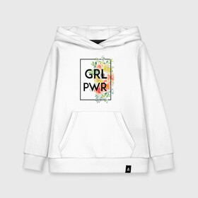 Детская толстовка хлопок с принтом GRL PWR в Кировске, 100% хлопок | Круглый горловой вырез, эластичные манжеты, пояс, капюшен | Тематика изображения на принте: 8 марта | feminism | girl power | like a girl | venus | весна | женщины | международный женский день | подарок | феминизм