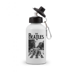 Бутылка спортивная с принтом The Beatles в Кировске, металл | емкость — 500 мл, в комплекте две пластиковые крышки и карабин для крепления | beatles | the beatles | битлз | битлс | битлы | группы | джон леннон | джордж харрисон | легенды | музыка | пол маккартни | ринго старр | рок