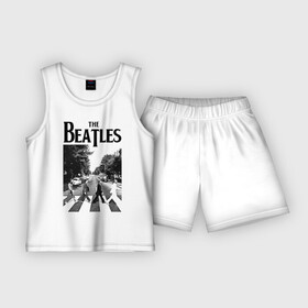 Детская пижама с шортами хлопок с принтом The Beatles в Кировске,  |  | beatles | the beatles | битлз | битлс | битлы | группы | джон леннон | джордж харрисон | легенды | музыка | пол маккартни | ринго старр | рок