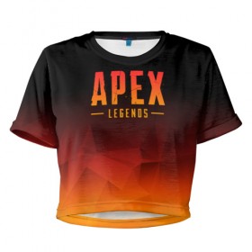 Женская футболка Cropp-top с принтом APEX LEGENDS в Кировске, 100% полиэстер | круглая горловина, длина футболки до линии талии, рукава с отворотами | apex | apex legends | battle | battle royal | bloodhound | titanfall | wraith | апекс | апекс легендс | батл рояль | битва | война | королевская битва