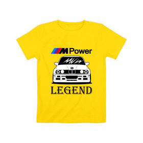 Детская футболка хлопок с принтом BMW Power LEGEND в Кировске, 100% хлопок | круглый вырез горловины, полуприлегающий силуэт, длина до линии бедер | bmw | legend | motorsport | power | авто | автомобиль | бмв | бумер | бэха | крутая | легенда | машина | немецкое | тачка