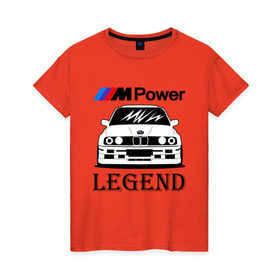 Женская футболка хлопок с принтом BMW Power LEGEND в Кировске, 100% хлопок | прямой крой, круглый вырез горловины, длина до линии бедер, слегка спущенное плечо | bmw | legend | motorsport | power | авто | автомобиль | бмв | бумер | бэха | крутая | легенда | машина | немецкое | тачка