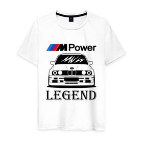 Мужская футболка хлопок с принтом BMW Power LEGEND в Кировске, 100% хлопок | прямой крой, круглый вырез горловины, длина до линии бедер, слегка спущенное плечо. | bmw | legend | motorsport | power | авто | автомобиль | бмв | бумер | бэха | крутая | легенда | машина | немецкое | тачка
