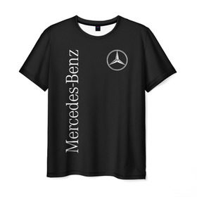 Мужская футболка 3D с принтом MERCEDES-BENZ (2 стороны) в Кировске, 100% полиэфир | прямой крой, круглый вырез горловины, длина до линии бедер | amg | benz | carbon | logo | mercedes | амг | бенз | бенс | бенц | гелик | карбон | лого | мерин | мерс | мерседес | на спине