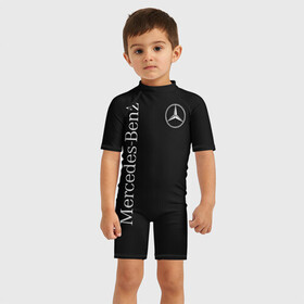 Детский купальный костюм 3D с принтом MERCEDES-BENZ (2 стороны) в Кировске, Полиэстер 85%, Спандекс 15% | застежка на молнии на спине | amg | benz | carbon | logo | mercedes | амг | бенз | бенс | бенц | гелик | карбон | лого | мерин | мерс | мерседес | на спине