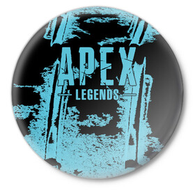 Значок с принтом Apex Legends в Кировске,  металл | круглая форма, металлическая застежка в виде булавки | battle | royale | апекс | битва | боевой | королевская | легендс | лутбокс | оружие | робот | спектры | титан | шутер
