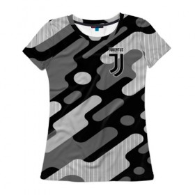 Женская футболка 3D с принтом Juventus в Кировске, 100% полиэфир ( синтетическое хлопкоподобное полотно) | прямой крой, круглый вырез горловины, длина до линии бедер | club | football | juventus | италия | криштиану | роналду | футбол | черный | ювентус