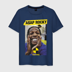 Мужская футболка хлопок с принтом A$AP ROCKY в Кировске, 100% хлопок | прямой крой, круглый вырез горловины, длина до линии бедер, слегка спущенное плечо. | Тематика изображения на принте: aap | asap | mob | rap | rocky | testing | асап | банда | моб | раким | реп | роки | рэп | рэпер | тестинг | эйсап | эсап