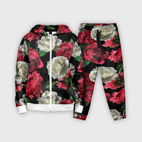 Детский костюм 3D с принтом Розы в Кировске,  |  | f | flora | flowers | greens | leaves | nature | ornament | patterns | petals | red | roses | style | white | youth | белые | зелень | иллюстрация | красные | лепестки | листья | мода | молодежная | орнамент | природа | розовые | розы | стиль | узоры | фл