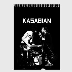 Скетчбук с принтом Kasabian в Кировске, 100% бумага
 | 48 листов, плотность листов — 100 г/м2, плотность картонной обложки — 250 г/м2. Листы скреплены сверху удобной пружинной спиралью | kasabian | группы | касабиан | касейбиан | крис эдвардс | музыка | рок | рок группы | серджио пиццорно | том мейган