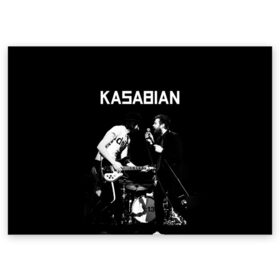 Поздравительная открытка с принтом Kasabian в Кировске, 100% бумага | плотность бумаги 280 г/м2, матовая, на обратной стороне линовка и место для марки
 | Тематика изображения на принте: kasabian | группы | касабиан | касейбиан | крис эдвардс | музыка | рок | рок группы | серджио пиццорно | том мейган