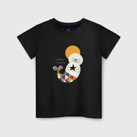 Детская футболка хлопок с принтом Морской Котик в Кировске, 100% хлопок | круглый вырез горловины, полуприлегающий силуэт, длина до линии бедер | 