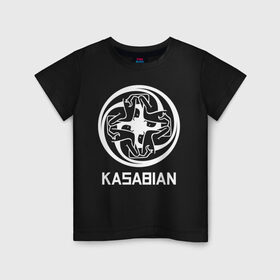 Детская футболка хлопок с принтом Kasabian в Кировске, 100% хлопок | круглый вырез горловины, полуприлегающий силуэт, длина до линии бедер | kasabian | группы | касабиан | касейбиан | крис эдвардс | музыка | рок | рок группы | серджио пиццорно | том мейган