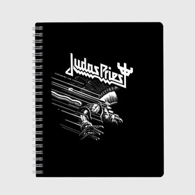 Тетрадь с принтом Judas Priest в Кировске, 100% бумага | 48 листов, плотность листов — 60 г/м2, плотность картонной обложки — 250 г/м2. Листы скреплены сбоку удобной пружинной спиралью. Уголки страниц и обложки скругленные. Цвет линий — светло-серый
 | judas priest | metal | rock | группы | метал | музыка | рок | хард рок | хэви метал