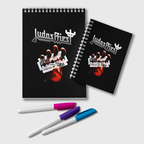 Блокнот с принтом Judas Priest в Кировске, 100% бумага | 48 листов, плотность листов — 60 г/м2, плотность картонной обложки — 250 г/м2. Листы скреплены удобной пружинной спиралью. Цвет линий — светло-серый
 | Тематика изображения на принте: judas priest | metal | rock | группы | метал | музыка | рок | хард рок | хэви метал