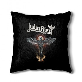 Подушка 3D с принтом Judas Priest в Кировске, наволочка – 100% полиэстер, наполнитель – холлофайбер (легкий наполнитель, не вызывает аллергию). | состоит из подушки и наволочки. Наволочка на молнии, легко снимается для стирки | judas priest | metal | rock | группы | метал | музыка | рок | хард рок | хэви метал