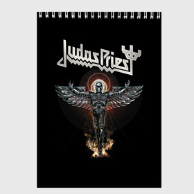 Скетчбук с принтом Judas Priest в Кировске, 100% бумага
 | 48 листов, плотность листов — 100 г/м2, плотность картонной обложки — 250 г/м2. Листы скреплены сверху удобной пружинной спиралью | Тематика изображения на принте: judas priest | metal | rock | группы | метал | музыка | рок | хард рок | хэви метал