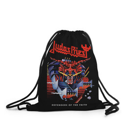 Рюкзак-мешок 3D с принтом Judas Priest в Кировске, 100% полиэстер | плотность ткани — 200 г/м2, размер — 35 х 45 см; лямки — толстые шнурки, застежка на шнуровке, без карманов и подкладки | Тематика изображения на принте: judas priest | metal | rock | группы | метал | музыка | рок | хард рок | хэви метал