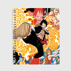 Тетрадь с принтом One Piece в Кировске, 100% бумага | 48 листов, плотность листов — 60 г/м2, плотность картонной обложки — 250 г/м2. Листы скреплены сбоку удобной пружинной спиралью. Уголки страниц и обложки скругленные. Цвет линий — светло-серый
 | anime | asian | asiatic | big | cat | crow | giant | hat | huge | japonese | karasu | kyojin | manga | neko | one piece | oppai | oriental | power | powerful | tophat | weapon | woma | аниме | манга | япония