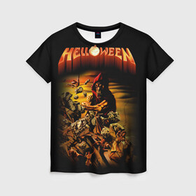 Женская футболка 3D с принтом Helloween в Кировске, 100% полиэфир ( синтетическое хлопкоподобное полотно) | прямой крой, круглый вырез горловины, длина до линии бедер | heavy metal | helloween | metal | группа | метал | музыка | пауэр метал | рок | хэви метал