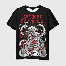 Мужская футболка 3D с принтом Avenged Sevenfold в Кировске, 100% полиэфир | прямой крой, круглый вырез горловины, длина до линии бедер | 