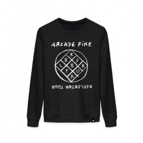 Женский свитшот хлопок с принтом Arcade Fire в Кировске, 100% хлопок | прямой крой, круглый вырез, на манжетах и по низу широкая трикотажная резинка  | 