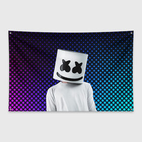 Флаг-баннер с принтом MARSHMELLO в Кировске, 100% полиэстер | размер 67 х 109 см, плотность ткани — 95 г/м2; по краям флага есть четыре люверса для крепления | marsh | marshmallow | marshmello | marshmelo | mello | music | smile | диджей | лого | маршмеллов | маршмеллоу | маршмеллу | маршмело | маршмелов | маршмелоу | музыка | музыкант | рожица | трэп | улыбка | хаус