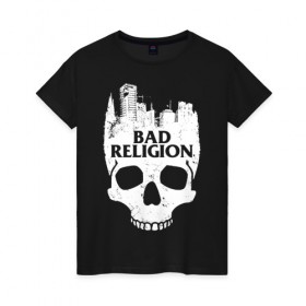 Женская футболка хлопок с принтом Bad Religion в Кировске, 100% хлопок | прямой крой, круглый вырез горловины, длина до линии бедер, слегка спущенное плечо | bad religion | hardcore | punk | группы | музыка | панк | панк рок | рок