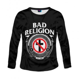 Женский лонгслив 3D с принтом Bad Religion в Кировске, 100% полиэстер | длинные рукава, круглый вырез горловины, полуприлегающий силуэт | bad religion | hardcore | punk | группы | музыка | панк | панк рок | рок