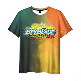 Мужская футболка 3D с принтом beyblade логотип в Кировске, 100% полиэфир | прямой крой, круглый вырез горловины, длина до линии бедер | beyblade | beyblade burst | tomy beyblade | бейблэйд бердс | бейблэйд берст