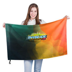 Флаг 3D с принтом beyblade логотип в Кировске, 100% полиэстер | плотность ткани — 95 г/м2, размер — 67 х 109 см. Принт наносится с одной стороны | beyblade | beyblade burst | tomy beyblade | бейблэйд бердс | бейблэйд берст