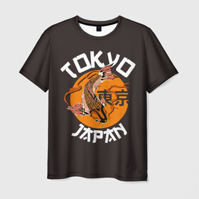 Мужская футболка 3D с принтом Токио в Кировске, 100% полиэфир | прямой крой, круглый вырез горловины, длина до линии бедер | Тематика изображения на принте: carp | city | country | fashio | fish | gold | great | hieroglyphs | japan | koi | sun | symbol | tokyo | акварель | большое | город | графика | золотая | иероглифы | иллюстрация | карп | картинка | кои | мода | рисунок | рыбка | символ | солнце
