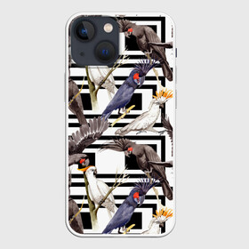 Чехол для iPhone 13 mini с принтом Попугаи какаду в Кировске,  |  | birds | bri | cockatoo | exotic | jungle | palm | parrots | tropical | акварель | геометрический | графика | джунгли | иллюстрация | картинка | мода | молодежная | орнамент | пальмы | попугаи | птицы | рисунок | стиль
