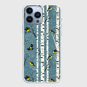 Чехол для iPhone 13 Pro Max с принтом Синички на берёзах в Кировске,  |  | bir | birds | branches | fly | sit | tits | акварель | берёзы | ветки | графика | зима | идёт | иллюстрация | картинка | кузнечик | летят | мода | молодежная | мороз | новый год | птицы | рисунок | рождество | сидят | синий