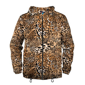 Мужская ветровка 3D с принтом Леопард в Кировске, 100% полиэстер | подол и капюшон оформлены резинкой с фиксаторами, два кармана без застежек по бокам, один потайной карман на груди | camouflage | cat | disguise | fashion | illustration | jungle | leopard | predator | skin | spots | style | wild | youth | графика | джунгли | дикий | иллюстрация | камуфляж | картинка | кошка | леопард | маскировка | мода | молодежная | пятна | рисунок |