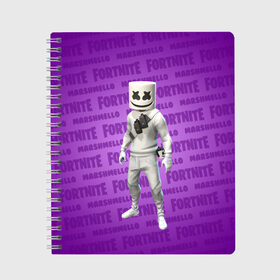 Тетрадь с принтом FORTNITE - MARSHMELLO в Кировске, 100% бумага | 48 листов, плотность листов — 60 г/м2, плотность картонной обложки — 250 г/м2. Листы скреплены сбоку удобной пружинной спиралью. Уголки страниц и обложки скругленные. Цвет линий — светло-серый
 | battle | fort | fortnite | marsh | marshmallow | marshmello | marshmelo | mello | nite | royale | игра | маршмеллов | маршмеллоу | маршмеллу | маршмело | маршмелов | маршмелоу | фортнайт