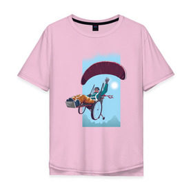 Мужская футболка хлопок Oversize с принтом Параплан в Кировске, 100% хлопок | свободный крой, круглый ворот, “спинка” длиннее передней части | для инвалидов | инвалид | коляска | параплан | парашют | полет